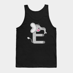 Letter E elephant  animal alphabet back to school Tank Top